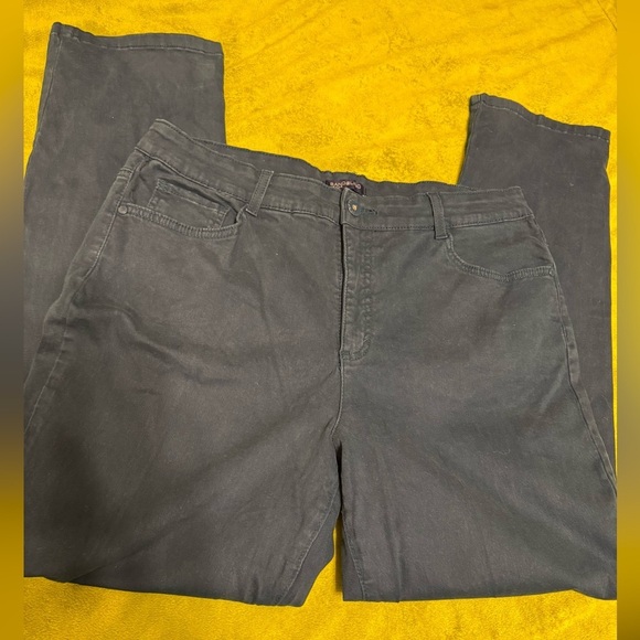 Bandolino Denim - Bandolino Amy Straight Leg Jeans Womens 14 Teal Dark Wash Denim Mid Rise Zip Fly